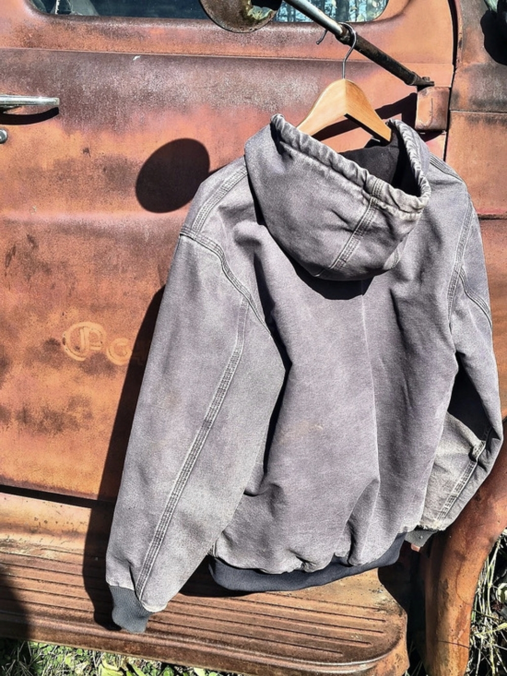 Vintage Carhartt Duck Active Jacket Quilted Flannel Lined Gray Medium